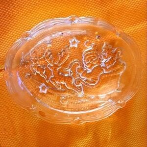 Mikasa Vintage Crystal Glass 6" Oval Sweet Dish Santa's Sleigh Christmas Decor